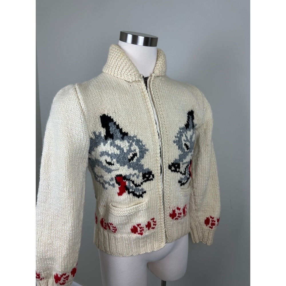 RARE‎ Vintage 1950s Wolf Mary Maxim Cowichan Sweater Wool 100% Large - Picture 16 of 16